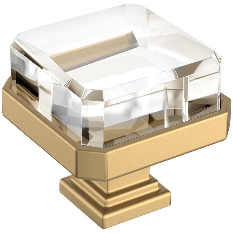 Amerock BP36975 Glacio 1-3/8" Square Cabinet Knob - Clear / Champagne Bronze