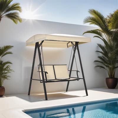 Outsunny Patio Swings w/Canopy,Outdoor Canopy Swing w/Adjustable Shade