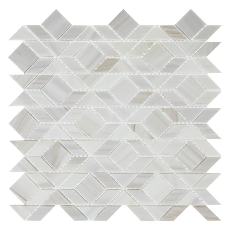 Daltile Pietra Divina Marble Natural Stone Framework Mosaic in Honed Namaste (10 PC Per Carton) (10.40 SQFT Per Carton) - Silver
