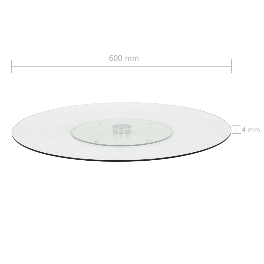 vidaXL Rotating Serving Plate Transparent 23.6" Tempered Glass