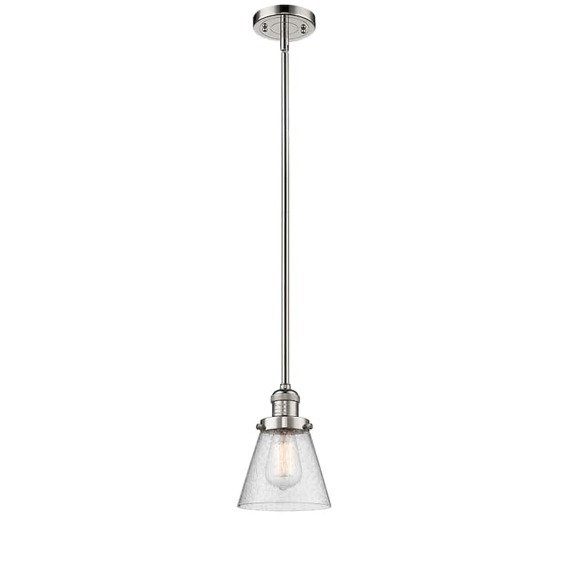 Innovations Lighting Franklin Restoration Cone - 1 Light 6" Stem Hung Mini Pendant - Polished Nickel/Seedy