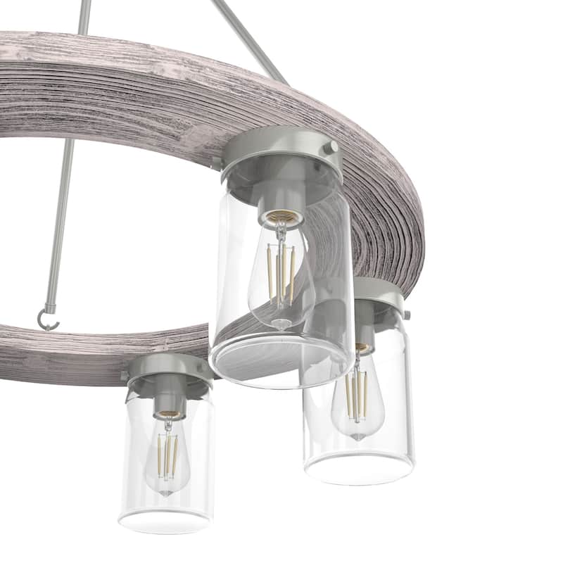 Hunter Devon Park 6-Light Chandelier - Dining Room, Entry - Wagon Wheel, Rustic, Farmhouse