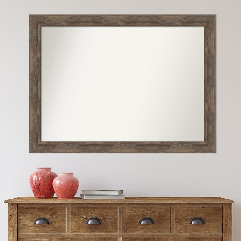 Non-Beveled Wood Wall Mirror - Hardwood Mocha Frame