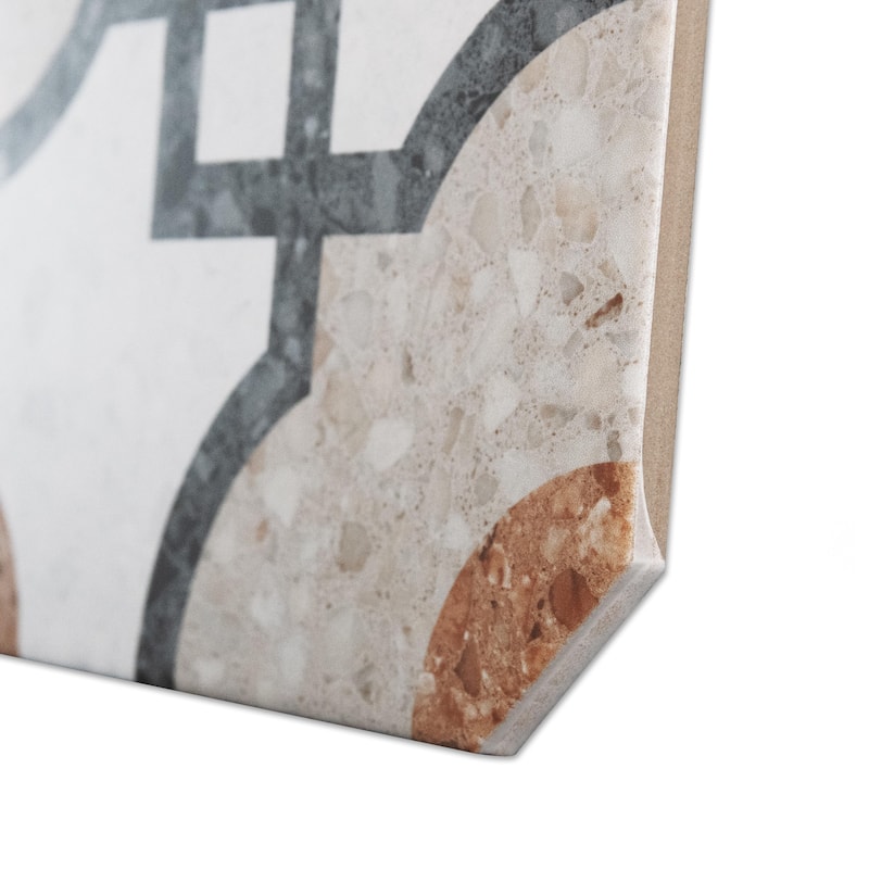 Merola Tile Riviera Octagon Grimaud Multicolor with Taco Beige 7-7/8" x 7-7/8" Porcelain Floor and Wall Tile