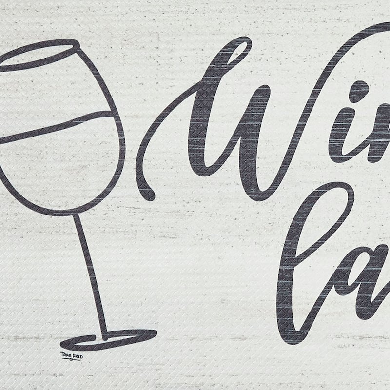 SoHome Cozy Living Wine A Little Anti-Fatigue Kitchen Mat, Grey/Black