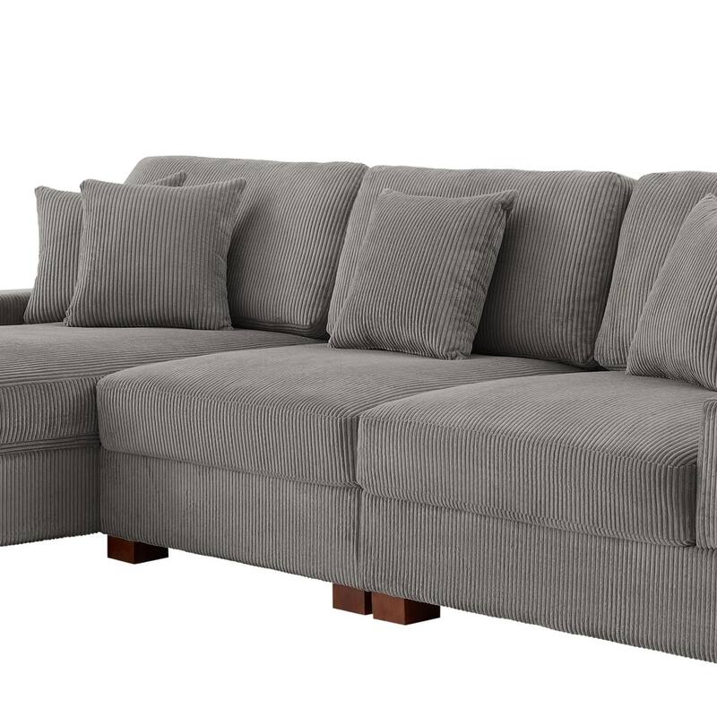 Upholstered Oversized Modular Sectional Sofa Set Corduroy Sleeper Sofa With Chaise