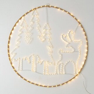 30"H Sullivans Christmas LED Deer Scene Wall Decor, White
