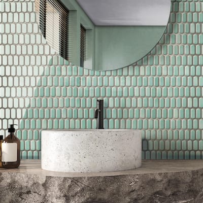 Merola Tile Hudson Capsule Mint Green 12-1/4" x 13-1/8" Porcelain Floor and Wall Tile