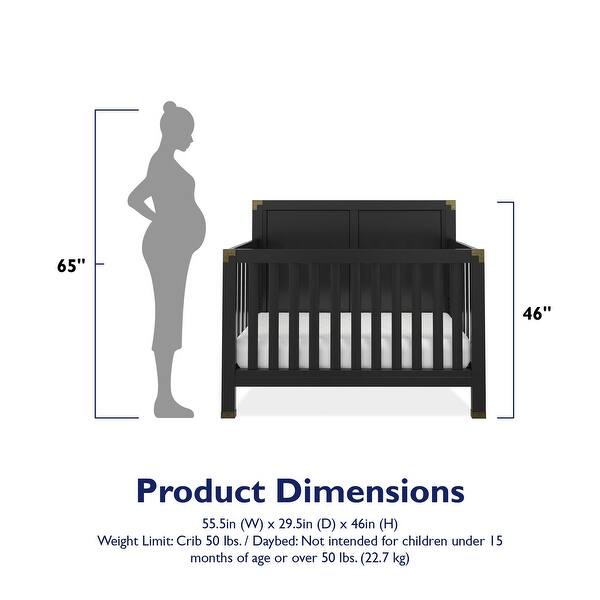 Baby Relax Miles 5-in-1 Convertible Crib, Solid Pine Wood