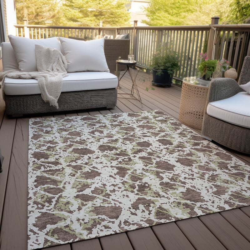 Machine Washable Indoor/ Outdoor Abstract Modern Chantille Rug