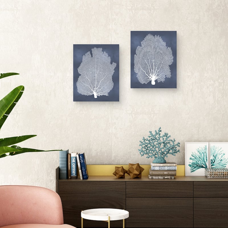 Sea Fan on Blue I-II by Melonie Miller Canvas Art Prints