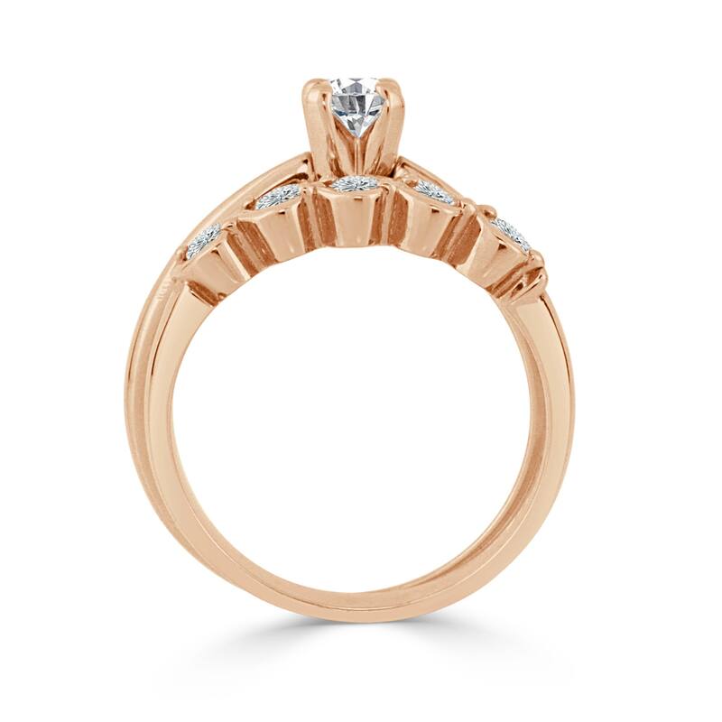 Auriya 14k Gold 2 1/2ct Moissanite and Pave Diamond Engagement Ring 7/8ctw