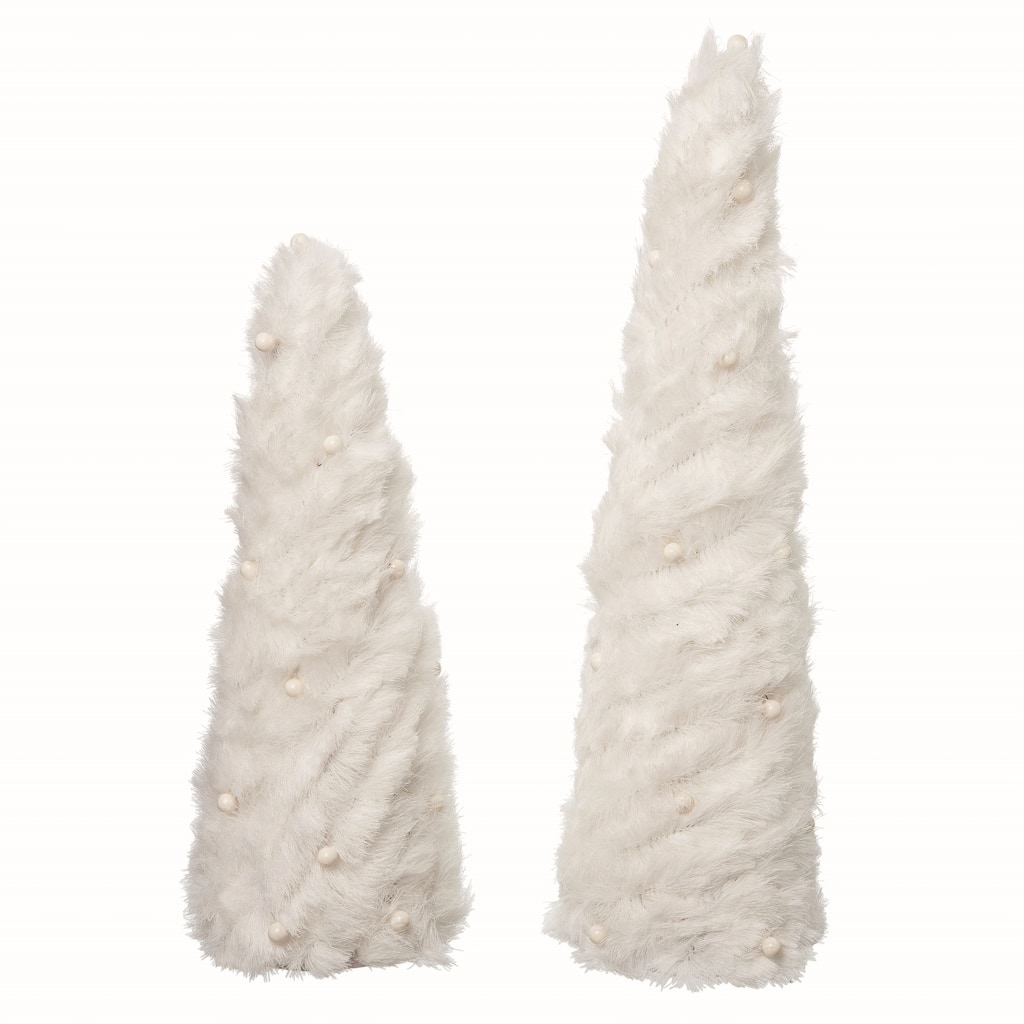 Transpac Polyester 23.62 in. White Christmas Wrap Trees Set of 2