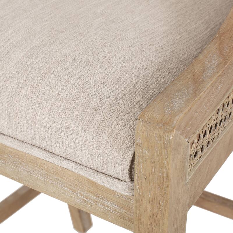 French Country Breck Upholstered Barstools with Cane Backrest (Set of 2) - 30-inch Seat Height by Christopher Knight Home