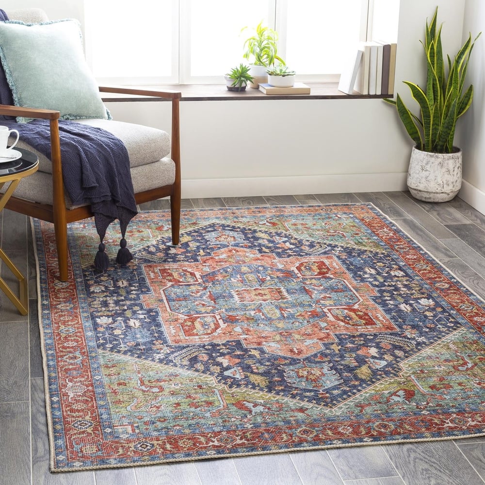 Livabliss Vintage Amelie Medallion Washable Area Rug