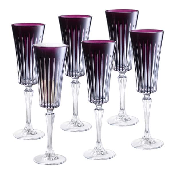 slide 2 of 4, Majestic Gifts European Glass Champagne Flute-Amethyst- Set/6-7 Oz.