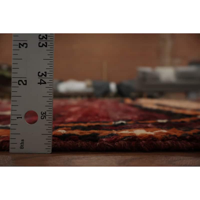 Hand Knotted Oriental 100% Wool Carpet Modern Tribal Red Moroccan Area Rug - 9' 8'' X 6' 10''