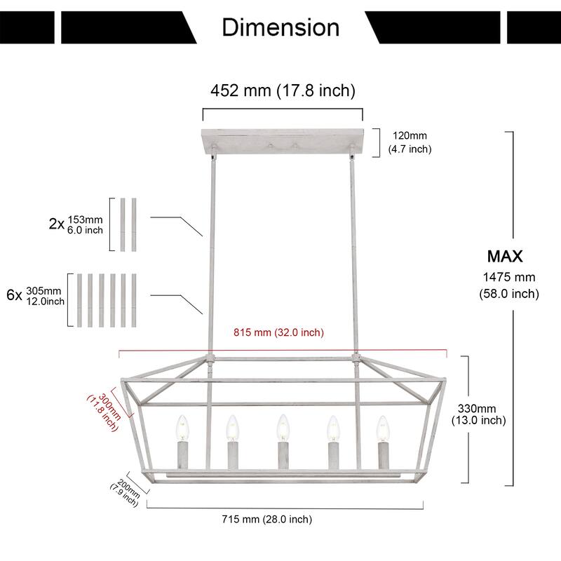 Modern Style Linear Island Pendant Light