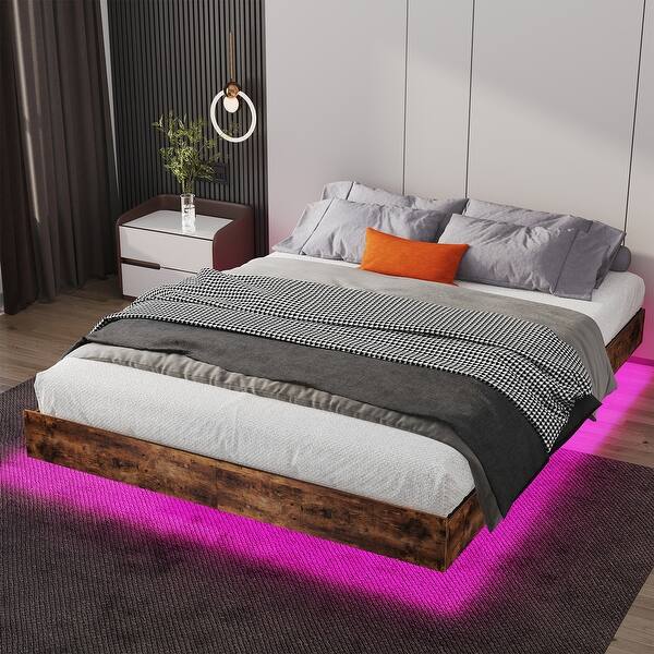 Metal Floating Platform Bed with LED Lights - Bed Bath & Beyond - 43807933