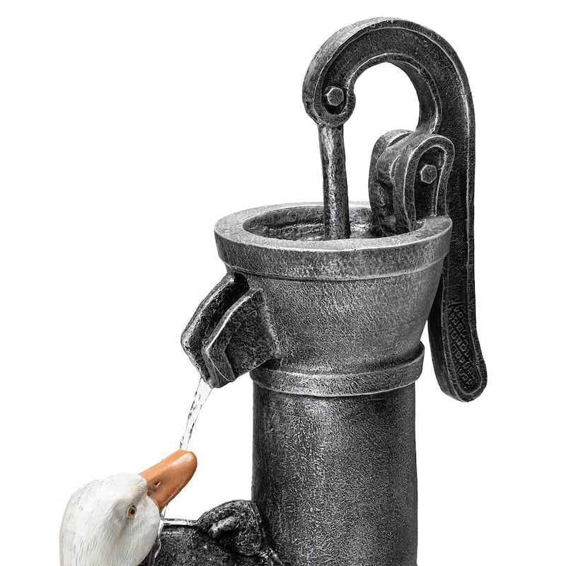Glitzhome 23.5"H Cute Duck Family Polyresin Outdoor Fountain with LED Light - 23.5"