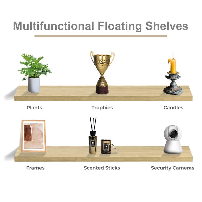 Sorbus Floating Shelves for Wall - 55 Inch Extra-Long Bathroom Shelves - Mounted Floating Shelf with Hidden Brackets (2 Pack)