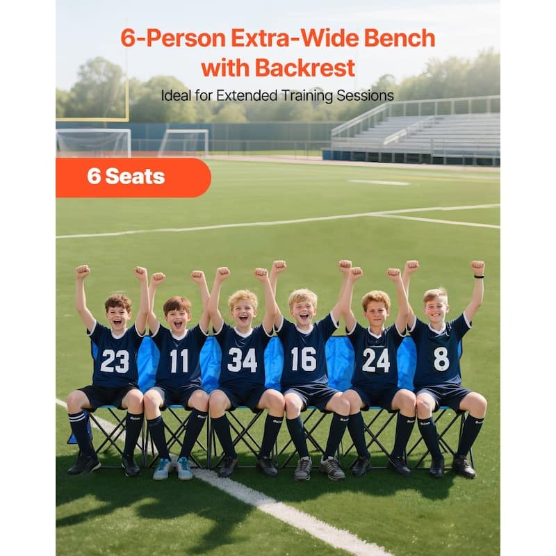 Foldable Team Bench with 600D Oxford Fabric Sturdy Iron Frame for Sports and Outdoor Use