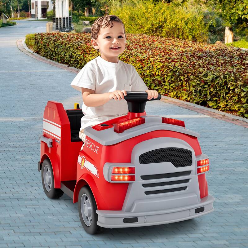 12V Kids Electric Ride On Car with Steering Wheel, Pedal, Music, Safety Belt and Toy Accessories - 19" × 34" × 20.5"