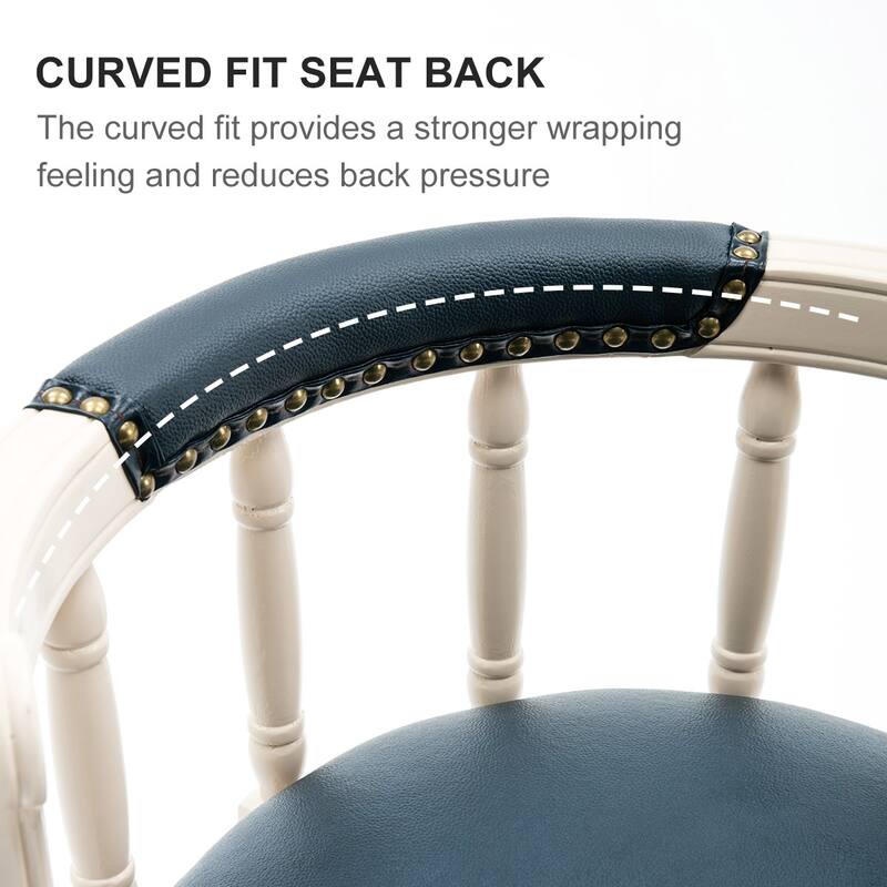 Cow top Leather Wooden Bar Stools, 360 Degree Swivel Bar Chair with Backs,Bar height Couner Height Barstools (WHITE-BLUE 1pc)