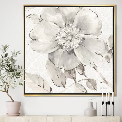 Silver Orchid "Indigold Grey Peonies II" Farmhouse Framed Canvas