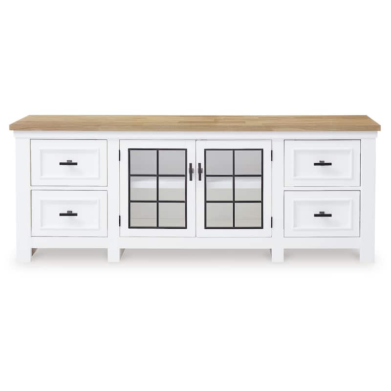 Signature Design by Ashley Ashbryn White/Natural 74" TV Stand for TVs up to 85" - 73.75" W x 18" D x 28.13" H