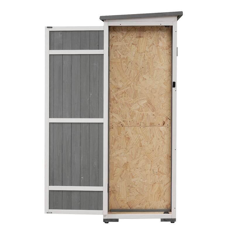 5.5ft x4.1ftWood Storage Shed with Waterproof Asphalt Roof and Four Lockable Doors