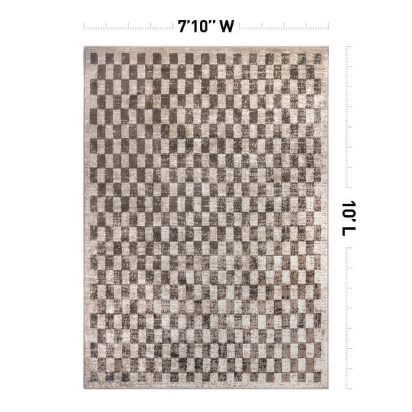 dimension image slide 0 of 14, Contemporary Checkered Area Rug