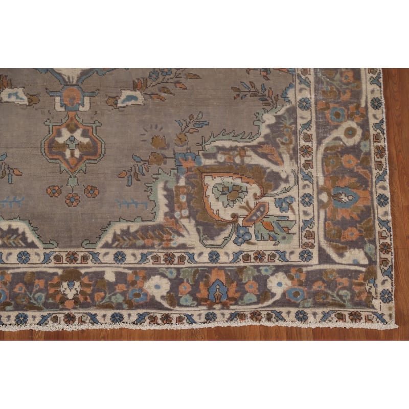 Over-Dyed Tabriz Persian Vintage Rug Hand-Knotted Wool Carpet - 6'10"x 9'2"
