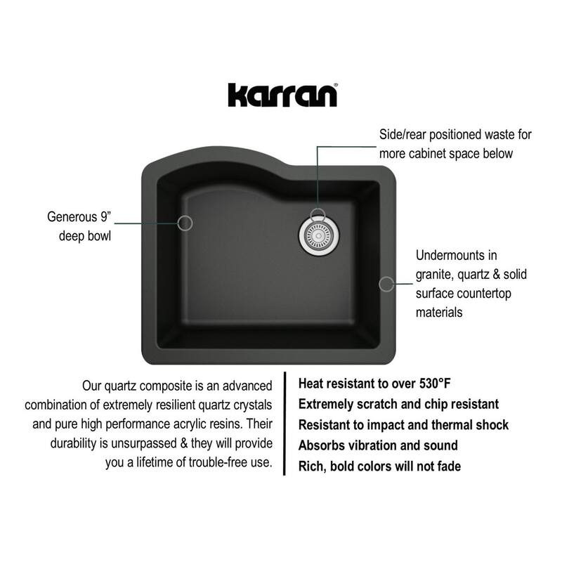 Karran Undermount Quartz Single Bowl Kitchen Sink