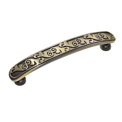 Utopia Alley Roma Pull Handle - Decorative Cabinet Drop Pull Handles for Cabinets, Antique Brass, 3.8" Center to Center