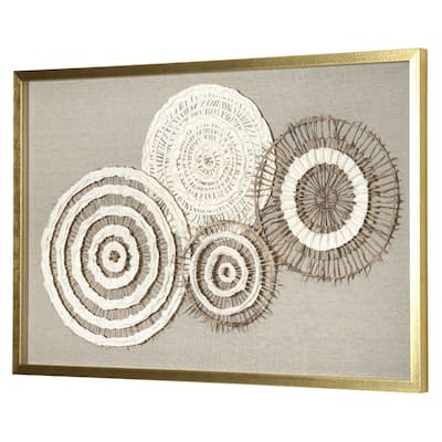 Boho Framed Handmade Paper and Linen Wall Art Decor - 23.75" x 35.5" - 23.75" x 35.5"