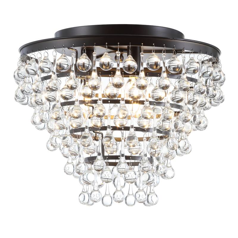 Marc 16" Metal/Crystal LED Flush Mount, by JONATHAN Y