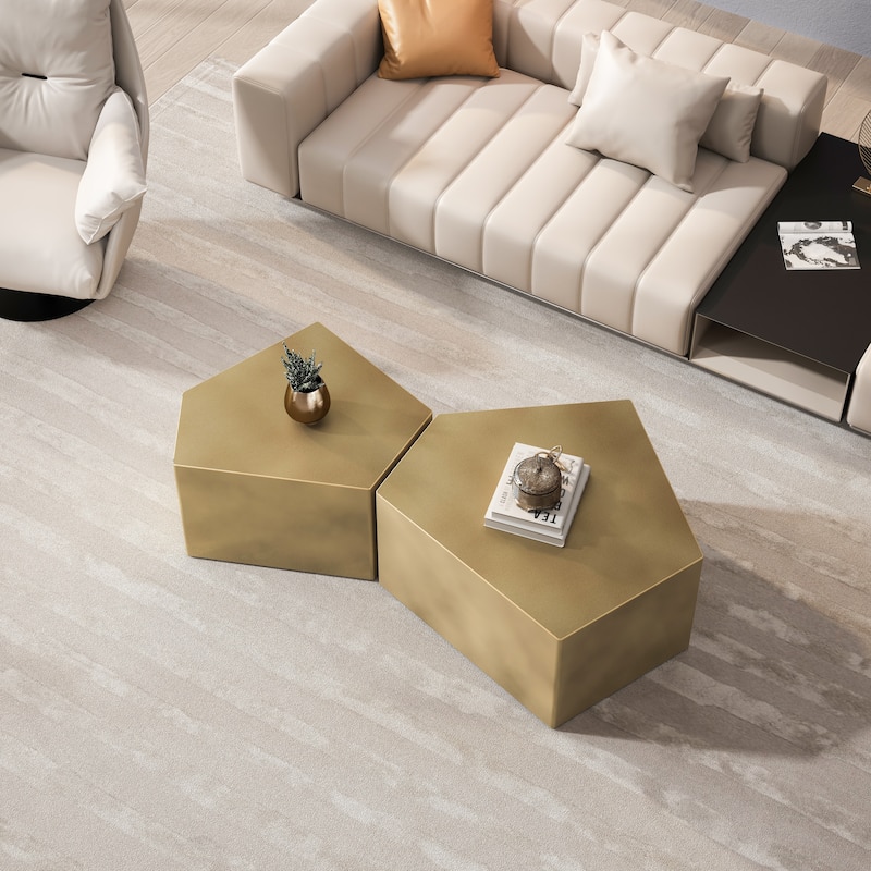 Irregular Pentagon Nesting Coffee Table Set