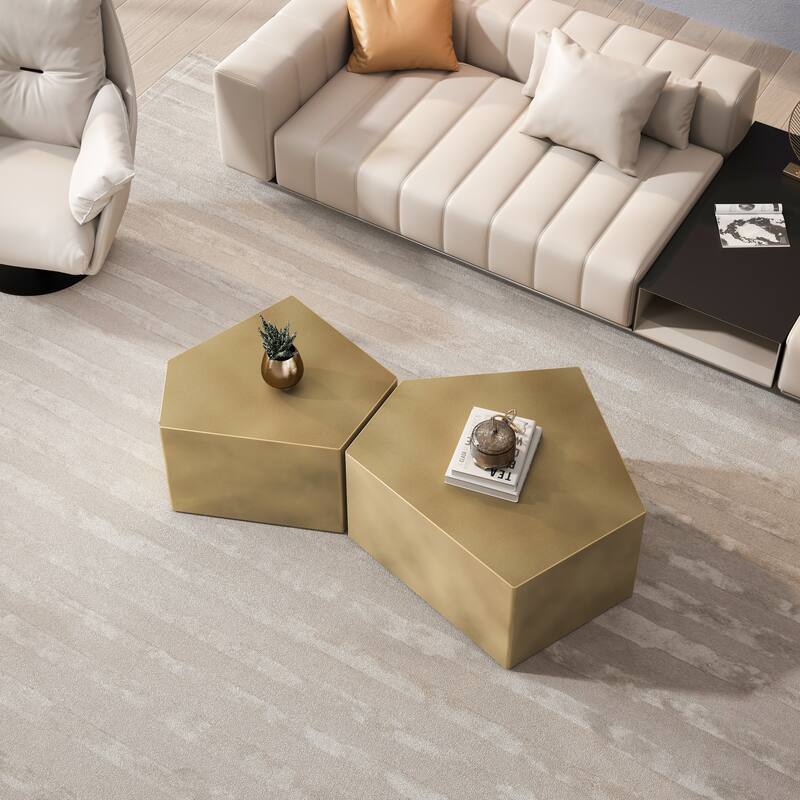 Set of 2 Side Table Nesting Table Gold End Table Center Table