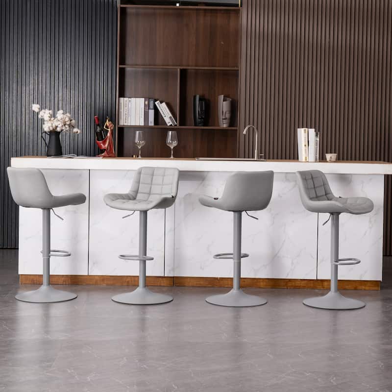Modern Adjustable Swivel Bar Stools Counter Height Set of 2
