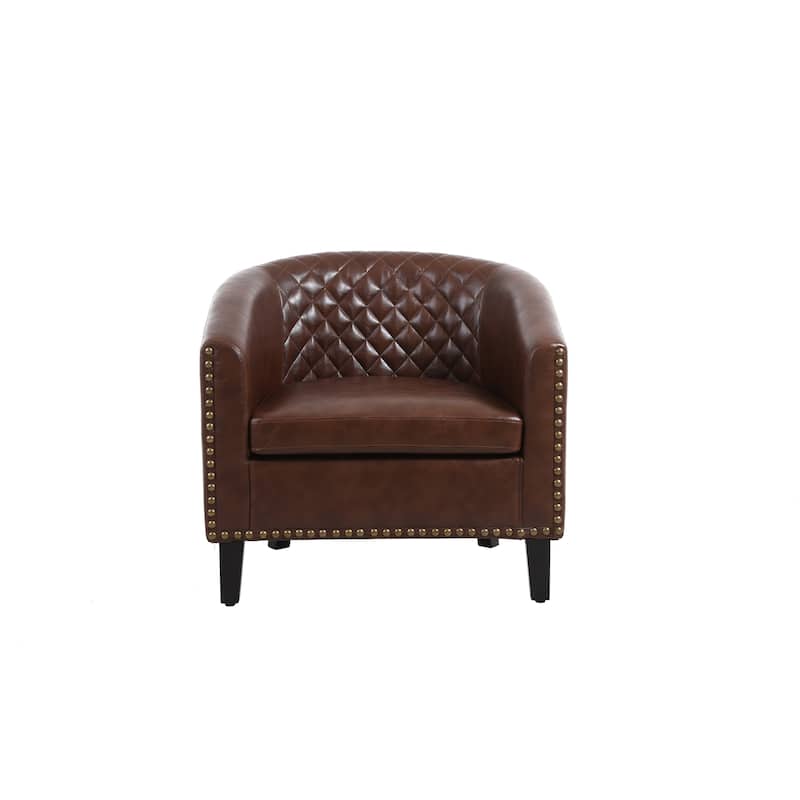 Barrel Accent Chair with Arms Faux Leather Club Chairs Side Chairs ...