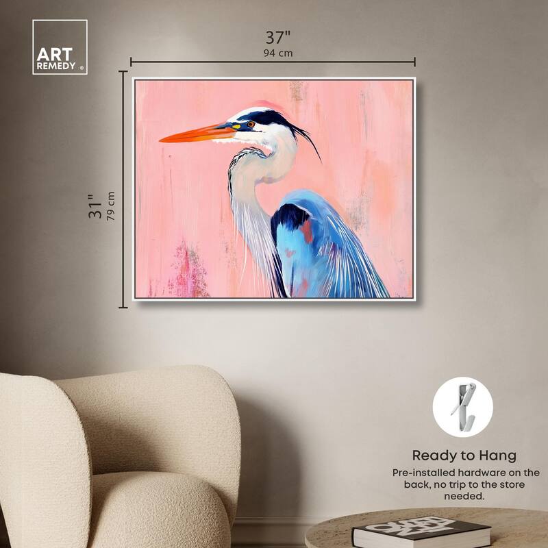 Rosy Dawn Heron Canvas by Art Remedy