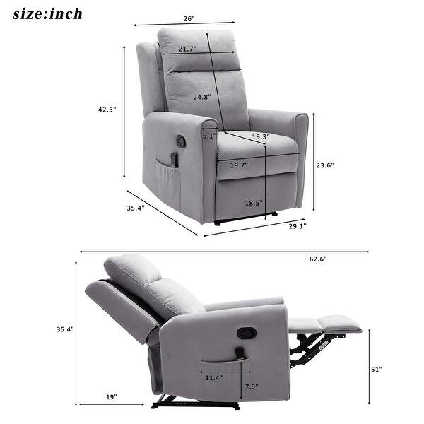 Manual Recliner Chair With Heat And Rolling Kneading Massage Seat Cushion With 12 Massage Nodes Function On Sale Overstock 32331578