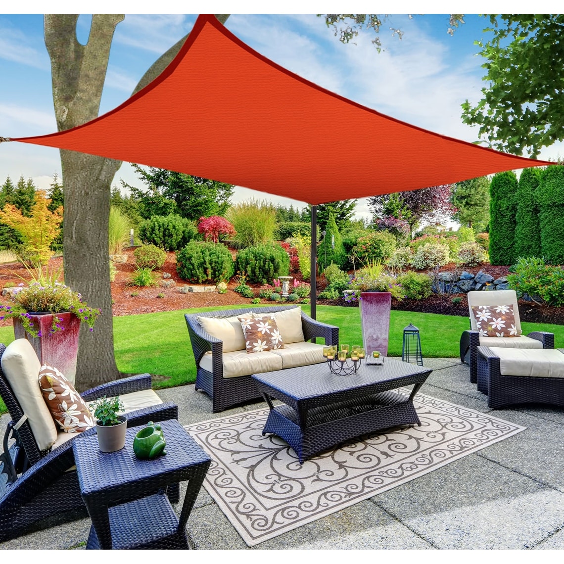 Boen Rectangle Sun Shade Sail Canopy Awning UV Block for Outdoor Patio Garden and Backyard Red 10 x13 On Sale Bed Bath Beyond 33938802