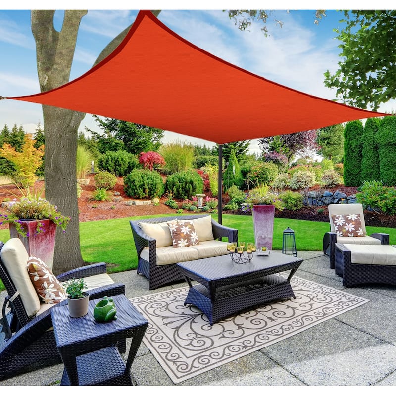 Boen Rectangle Sun Shade Sail Canopy Awning UV Block for Outdoor Patio Garden and Backyard - Red - 10'x13'