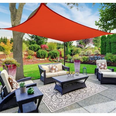 Boen Rectangle Sun Shade Sail Canopy Awning UV Block for Outdoor Patio Garden and Backyard - Red - 10'x13'