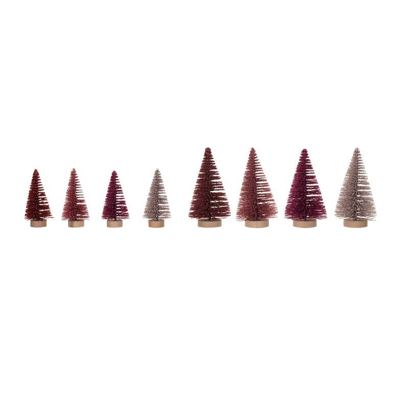 Sisal Bottle Brush Trees with Wood Bases, Set of 16