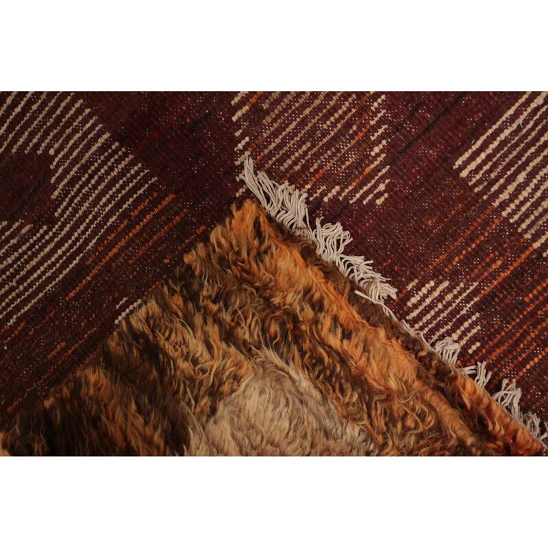 Hand Knotted Oriental 100% Wool Carpet Modern Tribal Red Moroccan Area Rug - 9' 10'' X 8' 2''