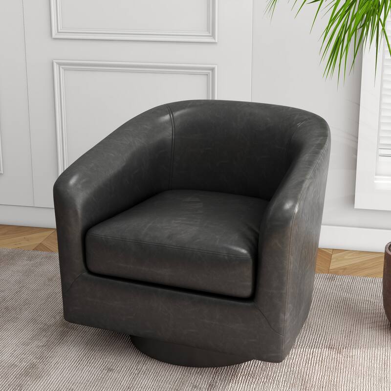 Modern Upholstered Barrel Chair Swivel Accent Chair for Living Room