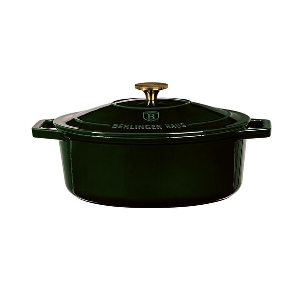 Berlinger Haus Cast Iron Oval Casserole with Enamel Coating 11.8 inches, Emerald Collection. Opens flyout.